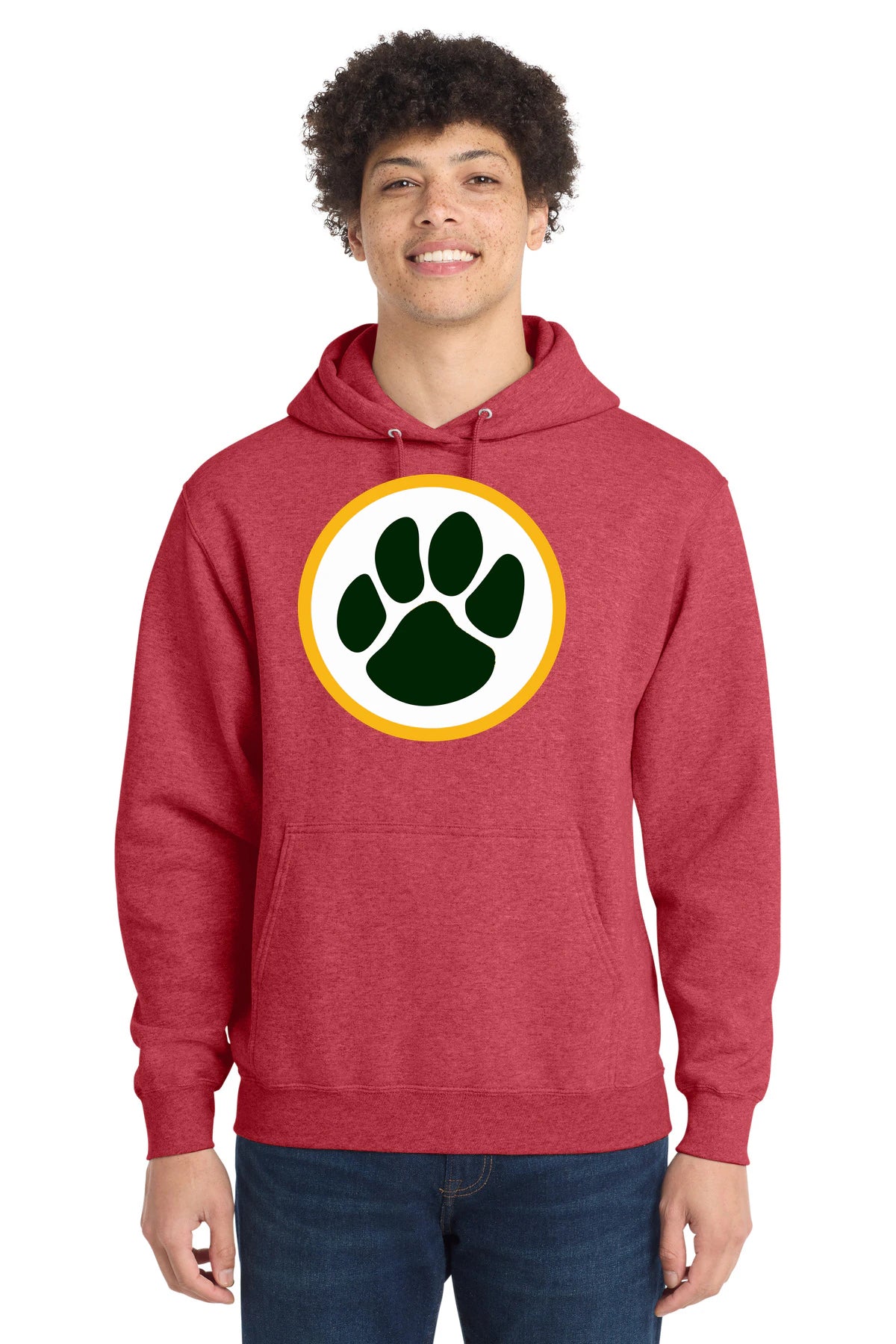 Ashwaubenon High School Football (Boys) - Heather Red Port & Co Core Fleece Pullover Hooded Sweatshirt. PC78H