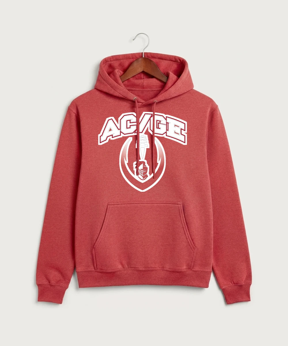 Alden-Conger-Glenville Emmons High School Football (Boys) - Heather Red Port & Co Core Fleece Pullover Hooded Sweatshirt. PC78H