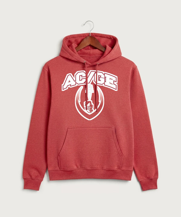 Alden-Conger-Glenville Emmons High School Football (Boys) - Heather Red Port & Co Core Fleece Pullover Hooded Sweatshirt. PC78H