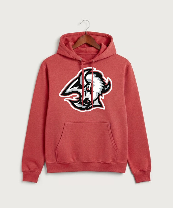 Buffalo High School Football (Boys) - Heather Red Port & Co Core Fleece Pullover Hooded Sweatshirt. PC78H
