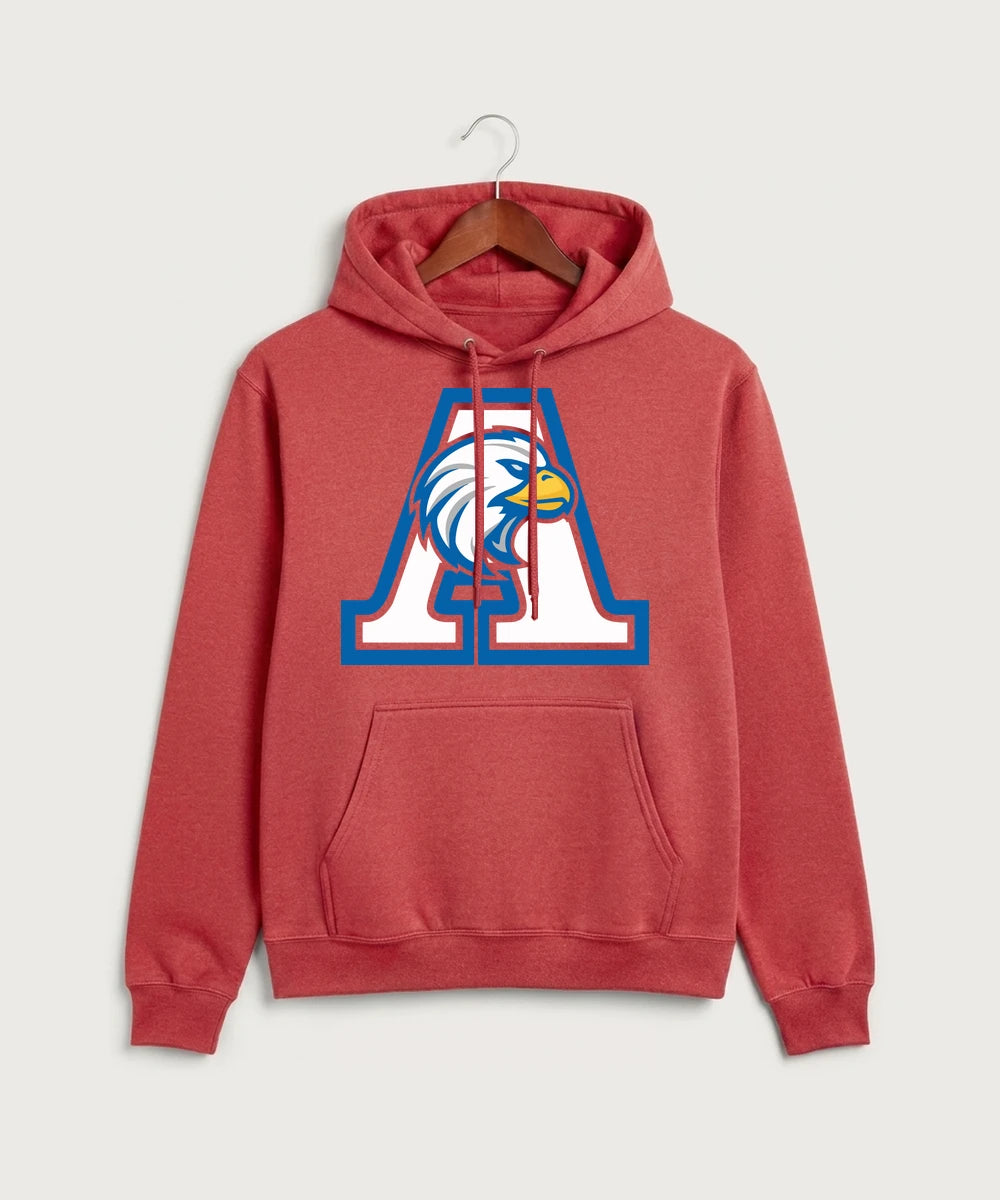Apollo High School Football (Boys) - Heather Red Port & Co Core Fleece Pullover Hooded Sweatshirt. PC78H