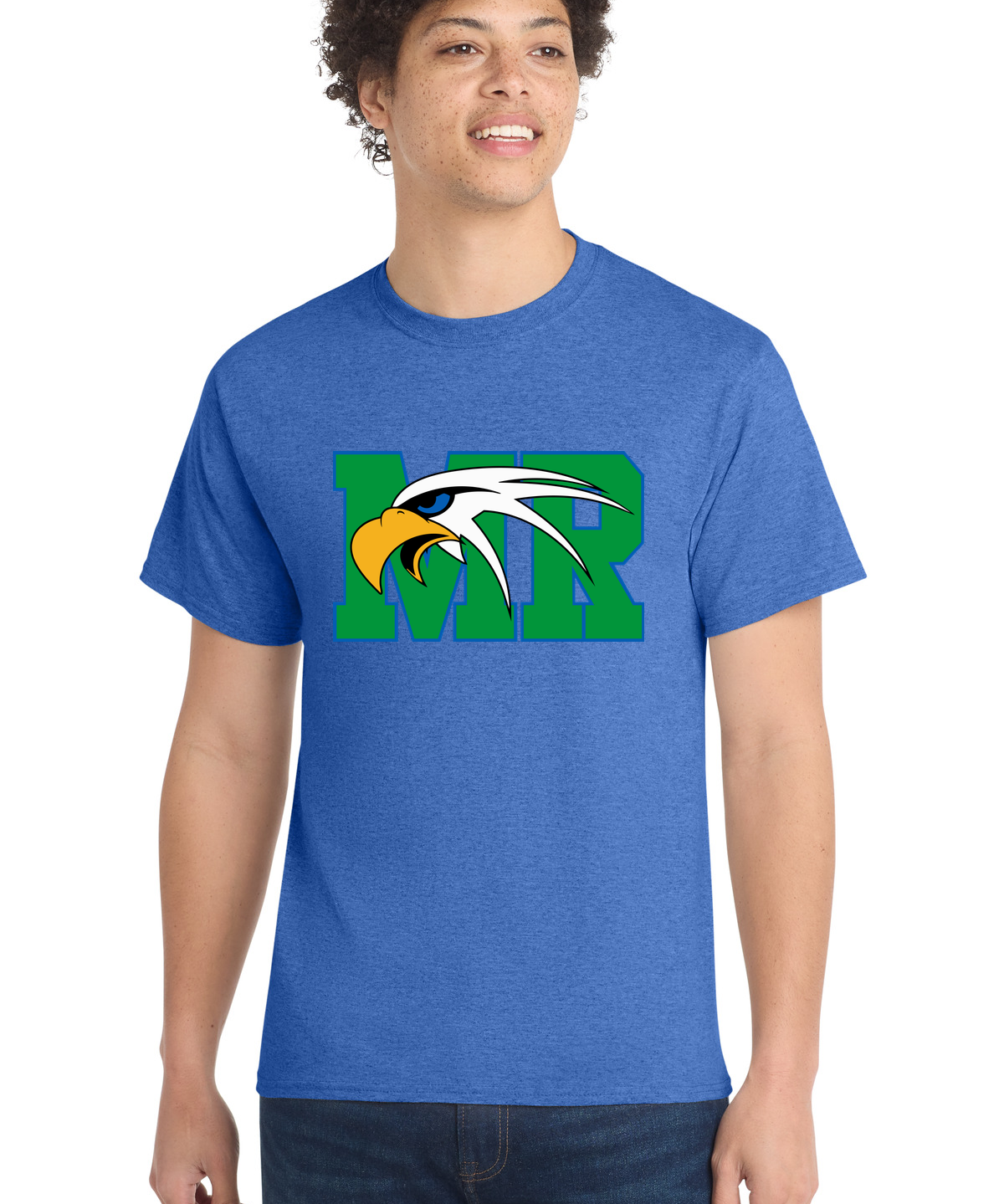 Maple River High School hockey_boys - Heather Royal Port & Co Core Cotton Tee. PC54