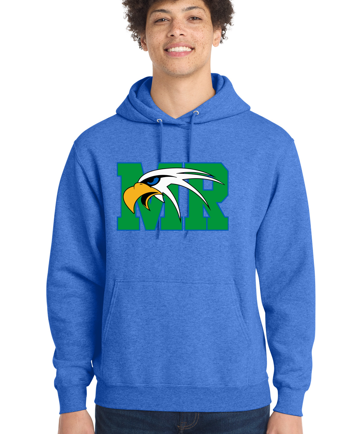 Maple River High School hockey_boys - Heather Royal Port & Co Core Fleece Pullover Hooded Sweatshirt. PC78H