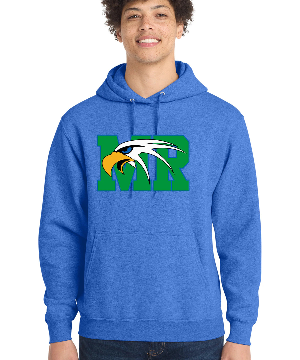 Maple River High School hockey_boys - Heather Royal Port & Co Core Fleece Pullover Hooded Sweatshirt. PC78H