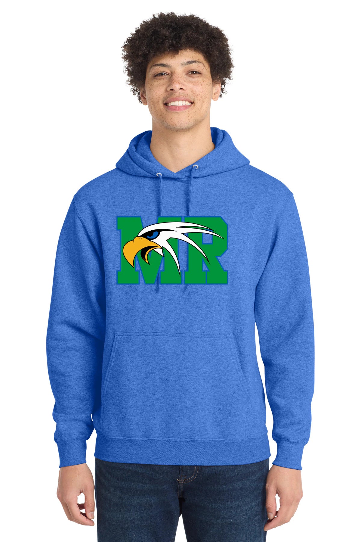 Maple River High School hockey_boys - Heather Royal Port & Co Core Fleece Pullover Hooded Sweatshirt. PC78H