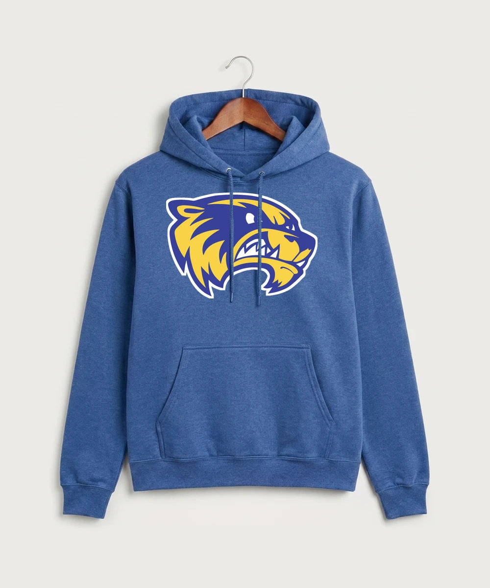 Wadena Deer Creek High School Football (Boys) - Heather Royal Port & Co Core Fleece Pullover Hooded Sweatshirt. PC78H