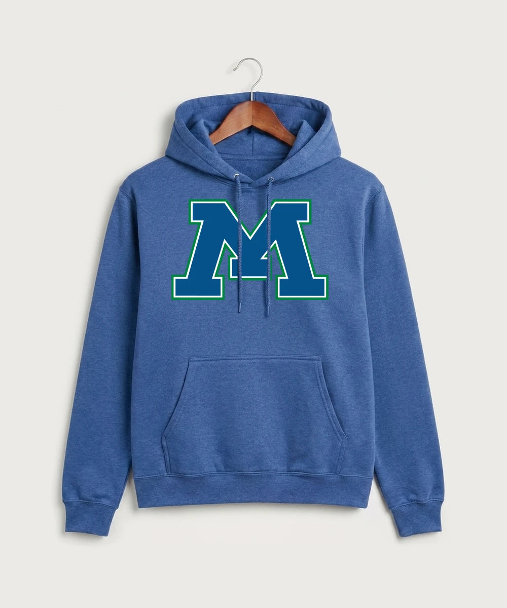 Minnewaska Area High School Football (Boys) - Heather Royal Port & Co Core Fleece Pullover Hooded Sweatshirt. PC78H