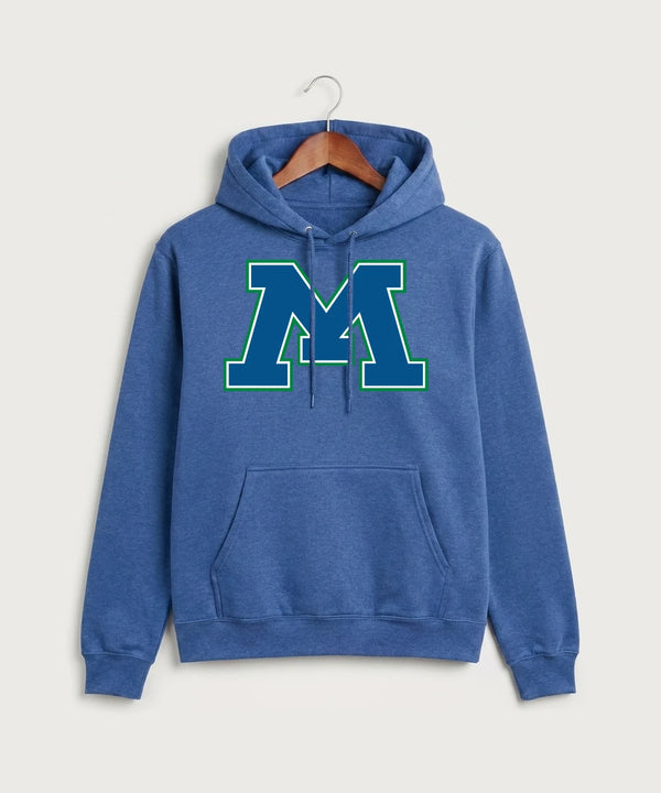 Minnewaska Area High School Football (Boys) - Heather Royal Port & Co Core Fleece Pullover Hooded Sweatshirt. PC78H