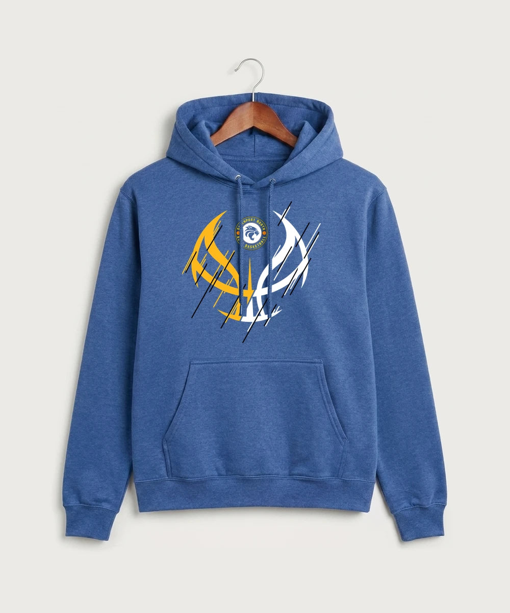 Davenport North High School Basketball Team Store - Heather Royal Port & Co Core Fleece Pullover Hooded Sweatshirt. PC78H