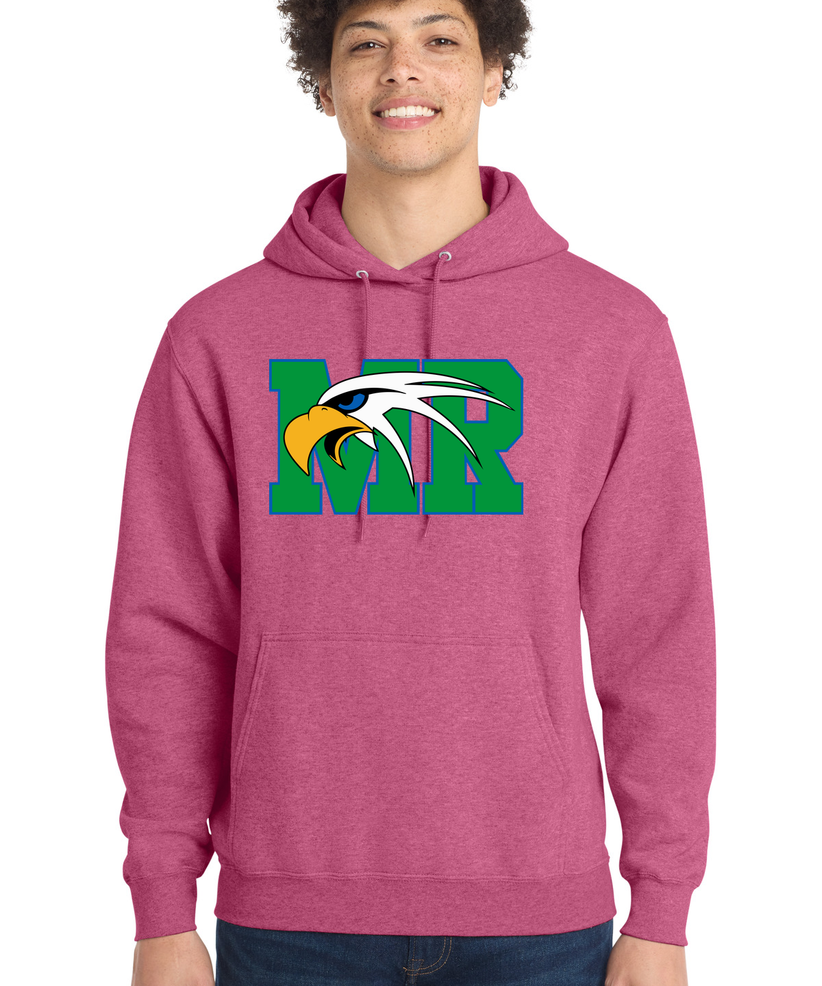 Maple River High School hockey_boys - Heather Sangria Port & Co Core Fleece Pullover Hooded Sweatshirt. PC78H