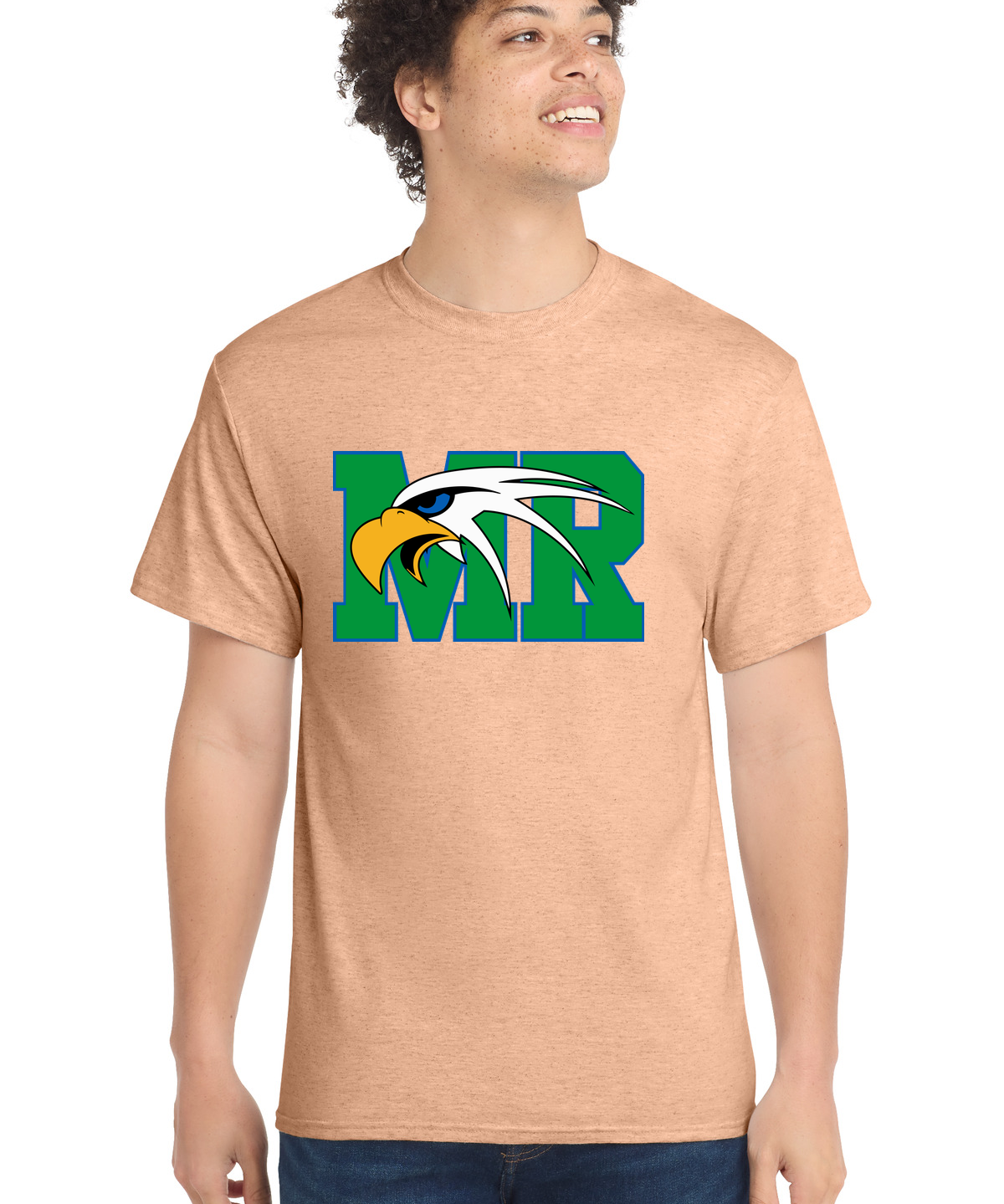 Maple River High School hockey_boys - Heathered Dusty Peach Port & Co Core Cotton Tee. PC54
