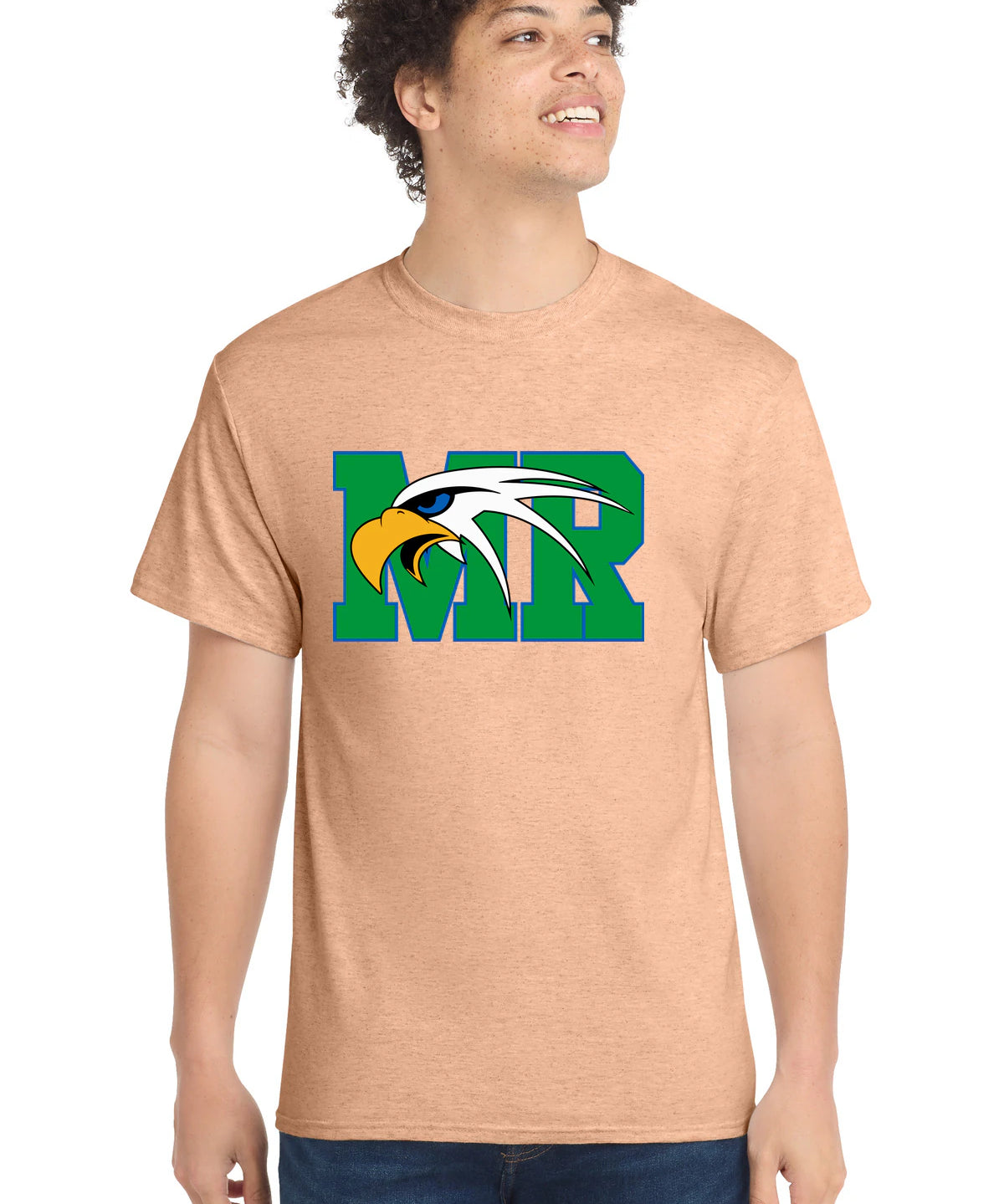 Maple River High School hockey_boys - Heathered Dusty Peach Port & Co Core Cotton Tee. PC54