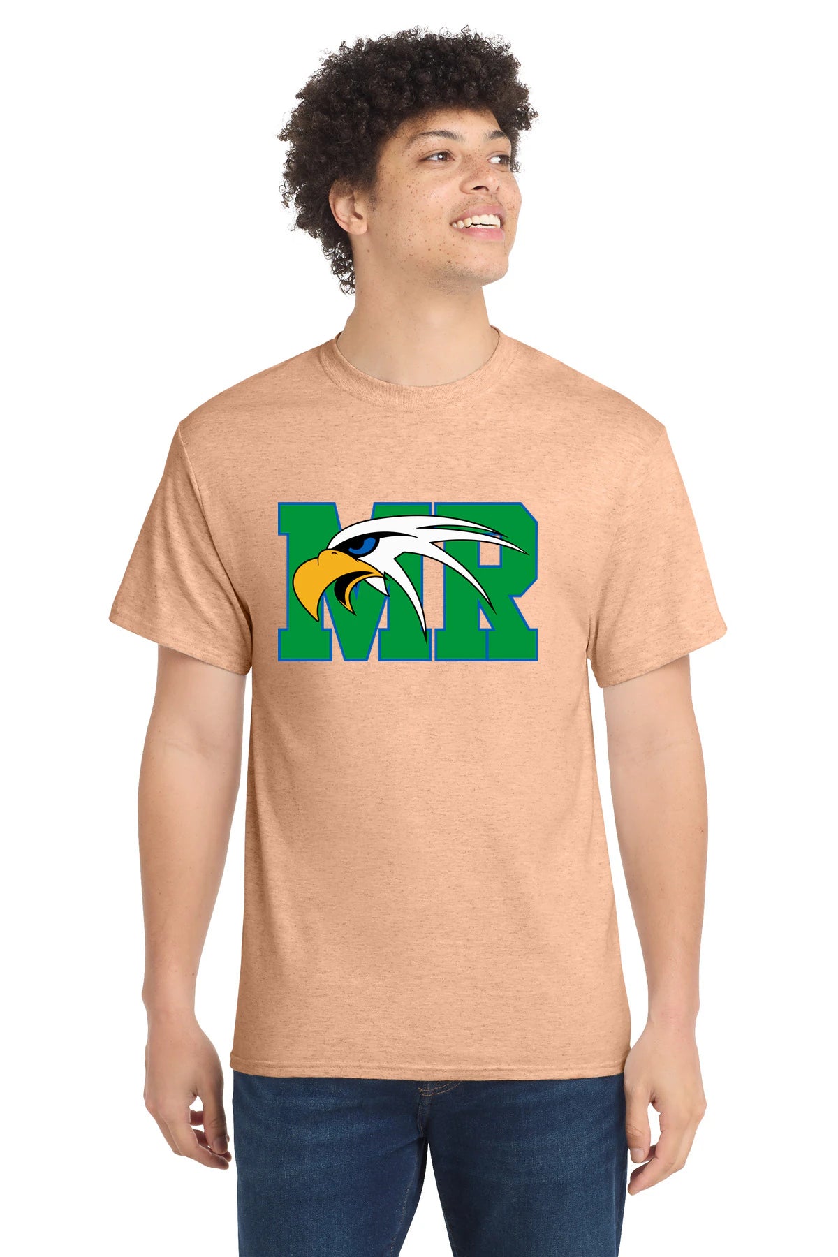 Maple River High School hockey_boys - Heathered Dusty Peach Port & Co Core Cotton Tee. PC54