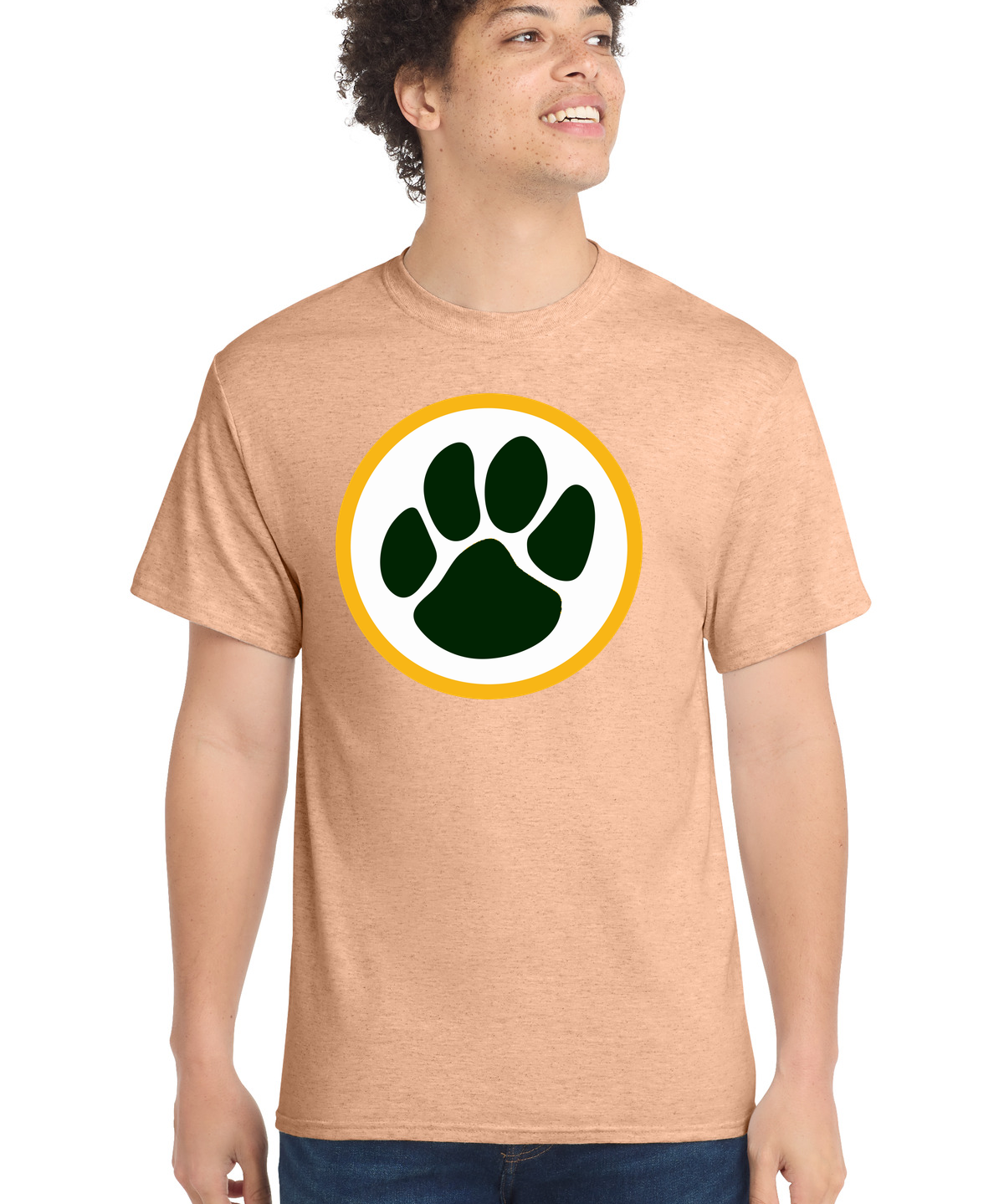 Ashwaubenon High School Football (Boys) - Heathered Dusty Peach Port & Co Core Cotton Tee. PC54