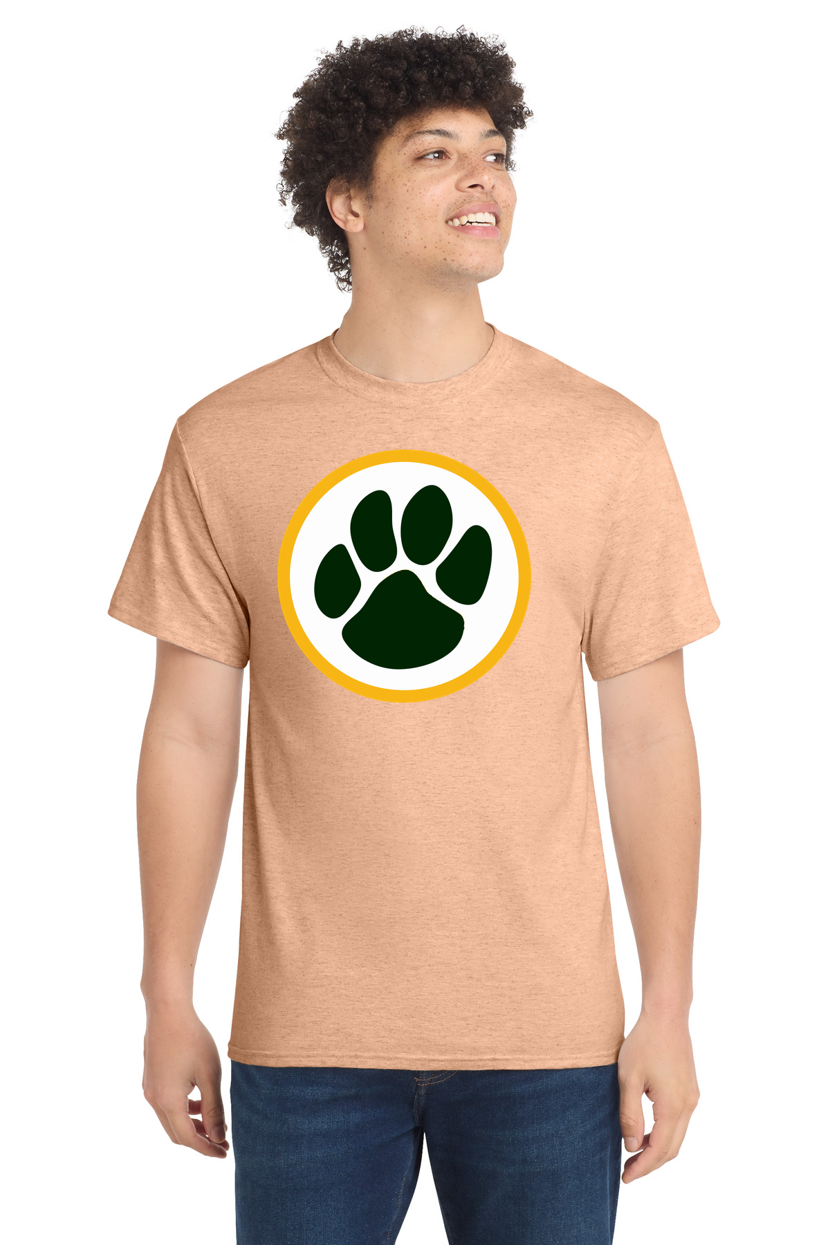 Ashwaubenon High School Football (Boys) - Heathered Dusty Peach Port & Co Core Cotton Tee. PC54