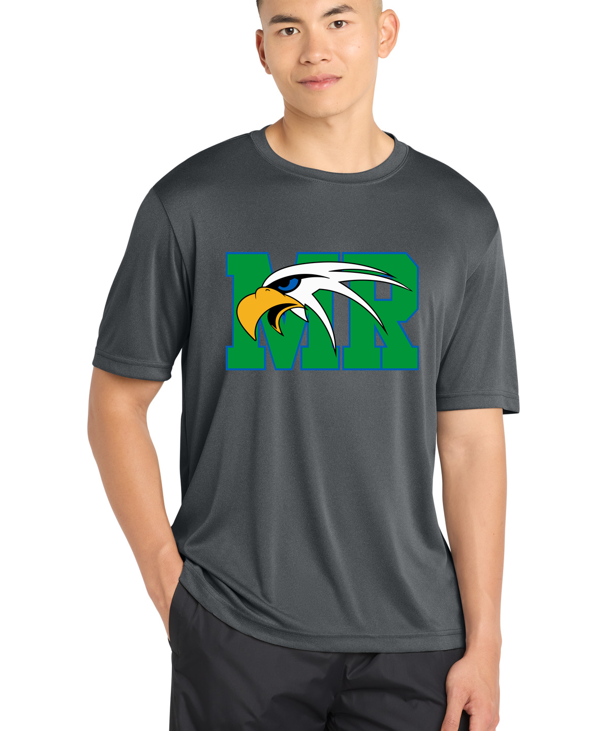 Maple River High School hockey_boys - Iron Grey Heather Sport-Tek PosiCharge Competitor Tee. ST350
