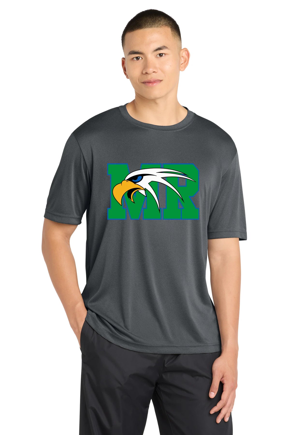 Maple River High School hockey_boys - Iron Grey Heather Sport-Tek PosiCharge Competitor Tee. ST350
