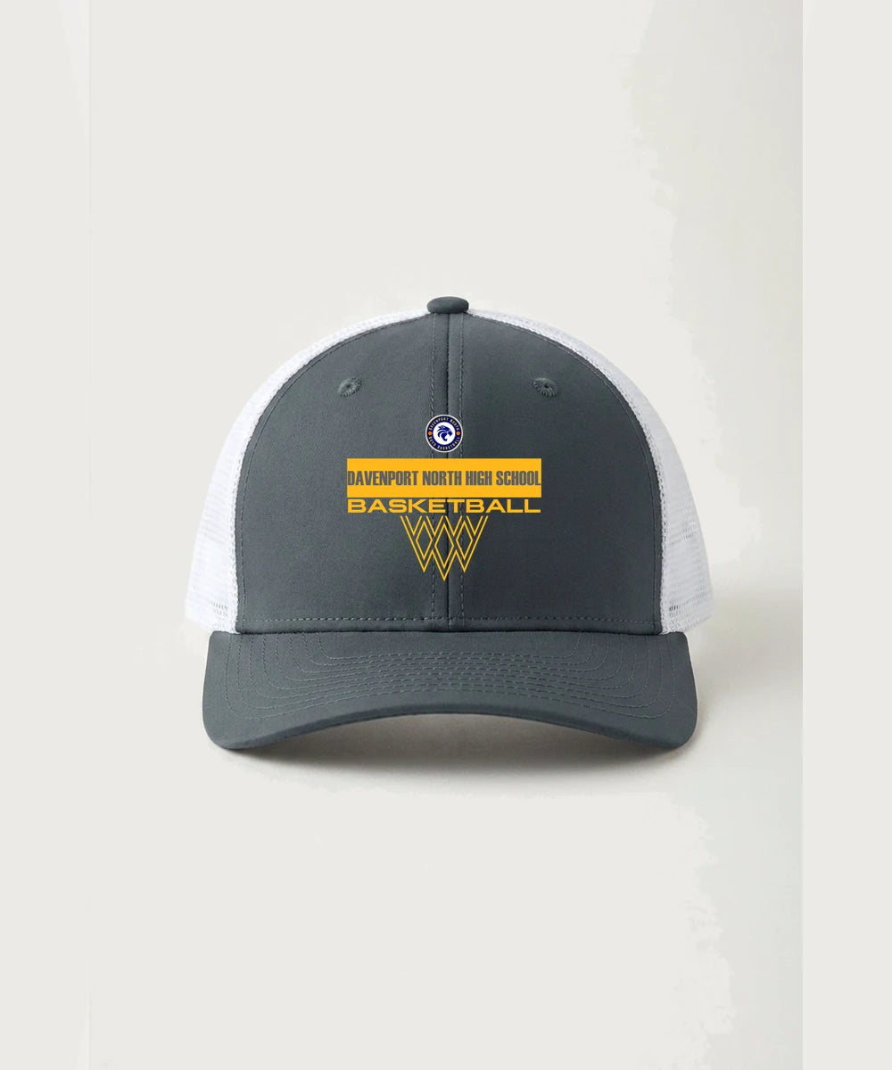 Davenport North High School Basketball Team Store - Iron Grey/ White Sport-Tek Club Trucker Cap STC46