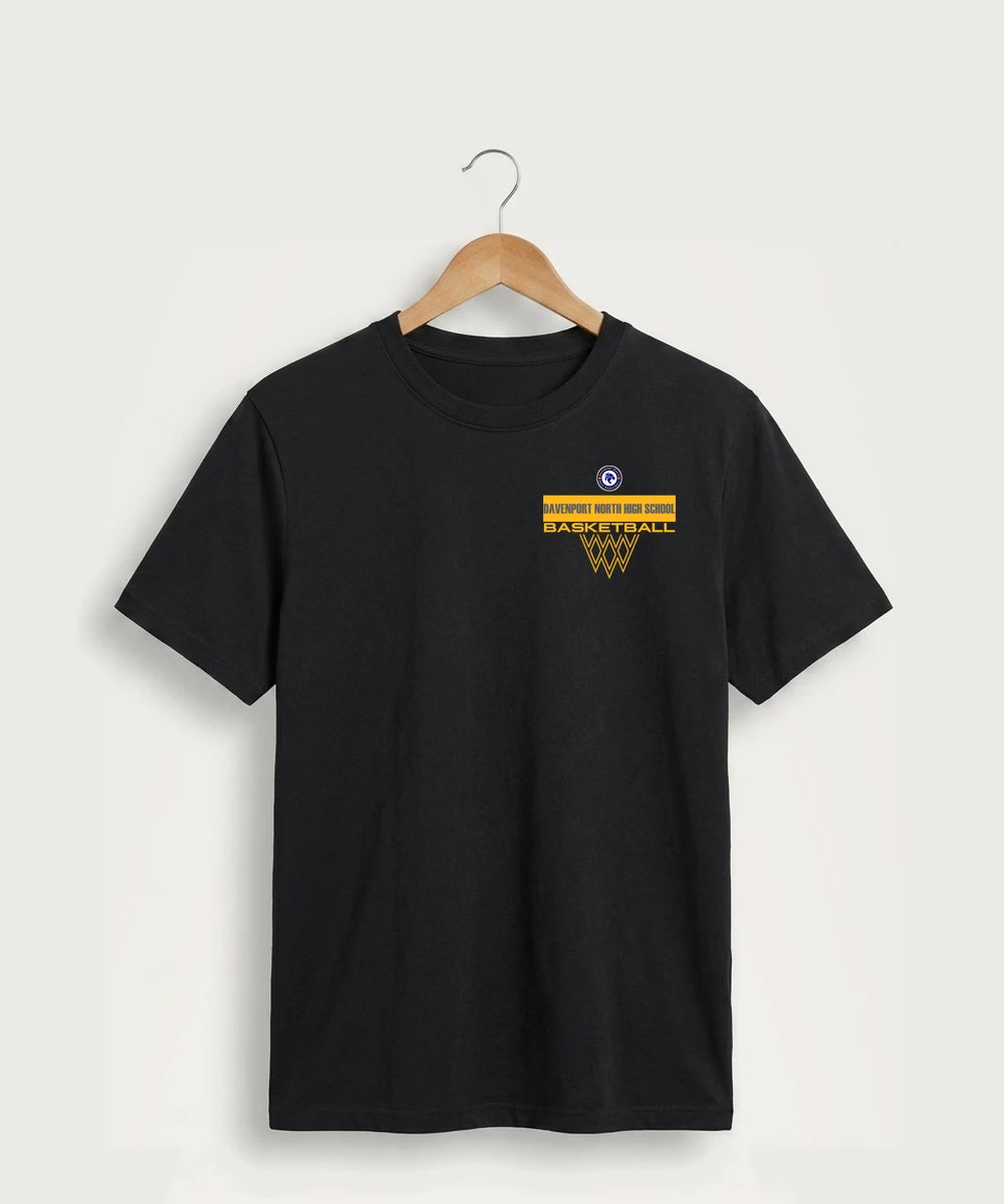 Davenport North High School Basketball Team Store - Jet Black Port & Co Core Cotton Tee. PC54