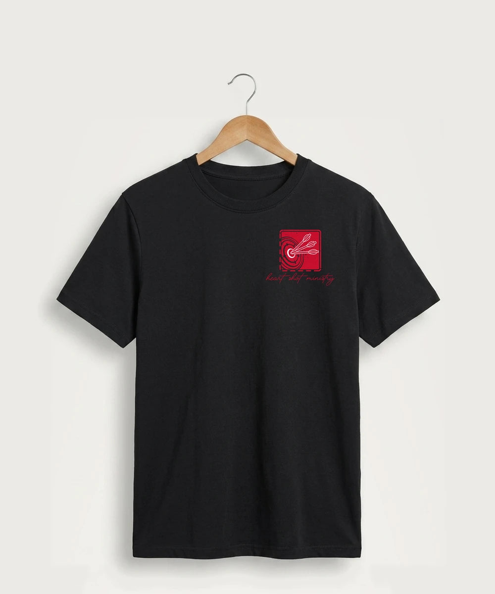 Heart Shot Ministry Archery Team Store - Jet Black Port & Co Core Cotton Tee. PC54