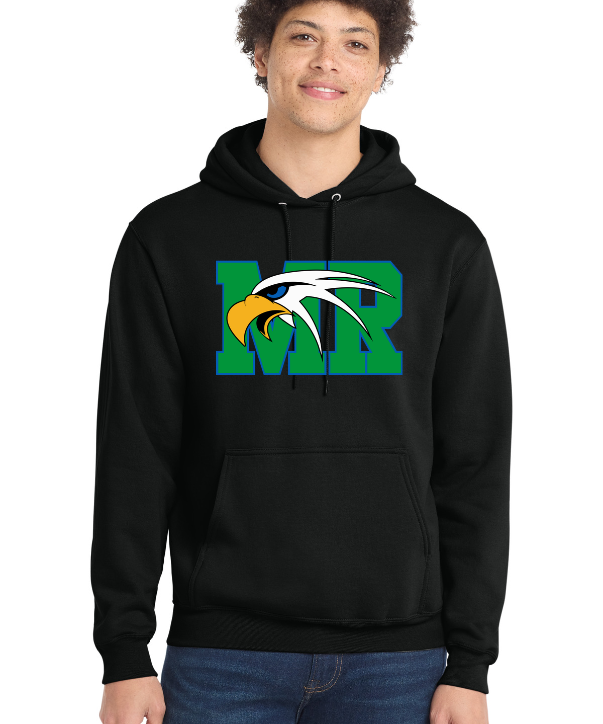 Maple River High School hockey_boys - Jet Black Port & Co Core Fleece Pullover Hooded Sweatshirt. PC78H