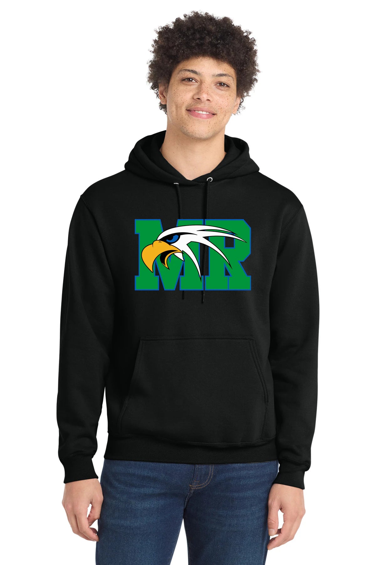 Maple River High School hockey_boys - Jet Black Port & Co Core Fleece Pullover Hooded Sweatshirt. PC78H