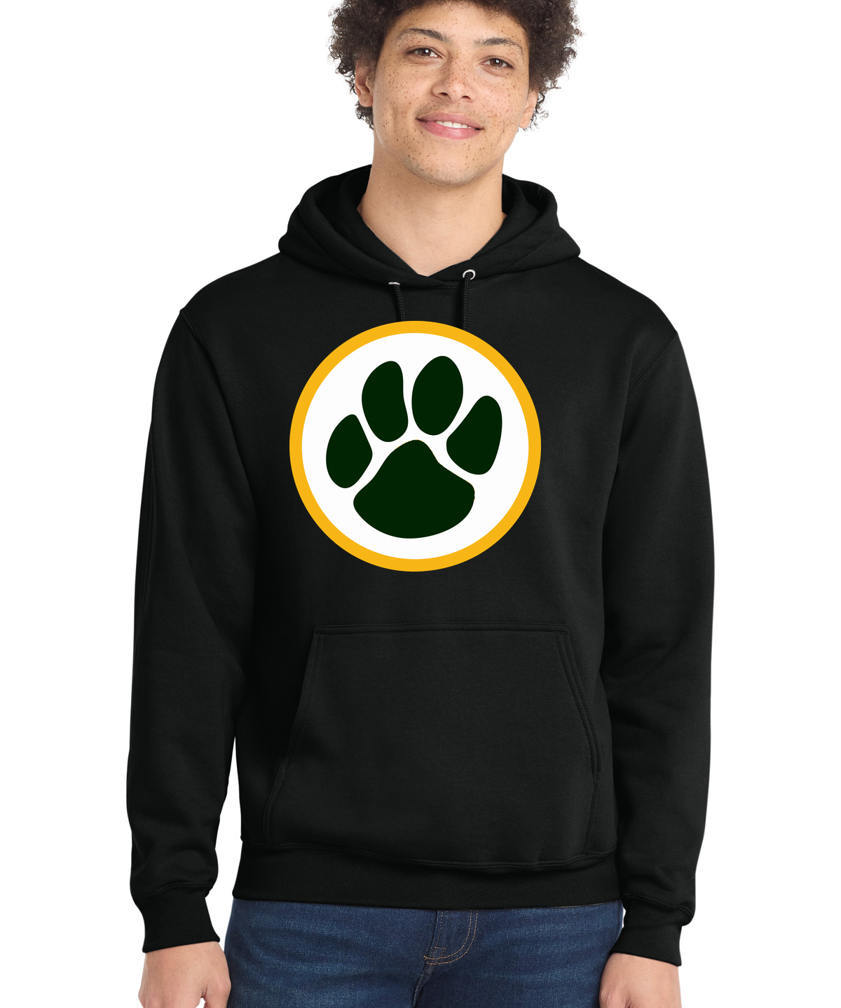 Ashwaubenon High School Football (Boys) - Jet Black Port & Co Core Fleece Pullover Hooded Sweatshirt. PC78H