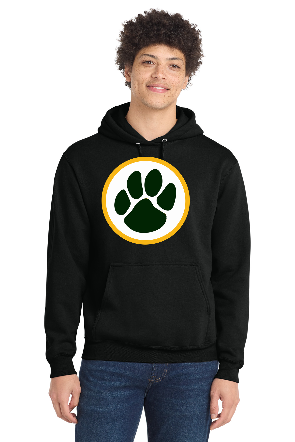 Ashwaubenon High School Football (Boys) - Jet Black Port & Co Core Fleece Pullover Hooded Sweatshirt. PC78H