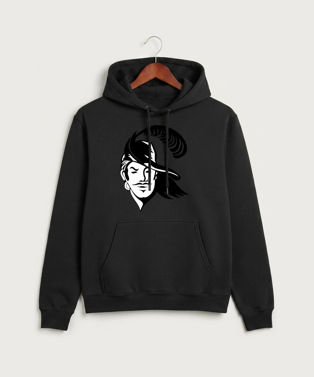 Border West Football (Boys) - Jet Black Port & Co Core Fleece Pullover Hooded Sweatshirt. PC78H