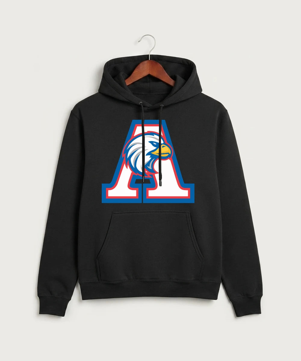 Apollo High School Football (Boys) - Jet Black Port & Co Core Fleece Pullover Hooded Sweatshirt. PC78H