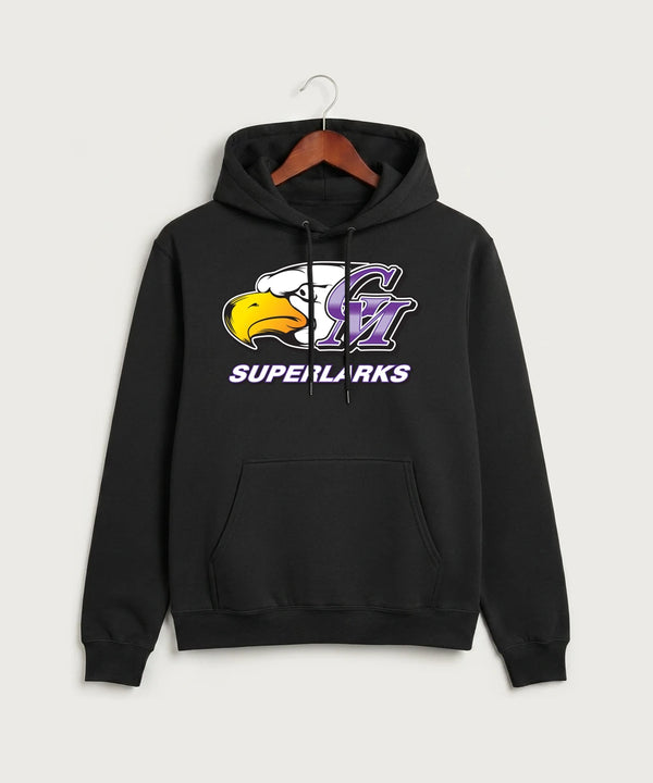 Grand Meadow Football - Jet Black Port & Co Core Fleece Pullover Hooded Sweatshirt. PC78H