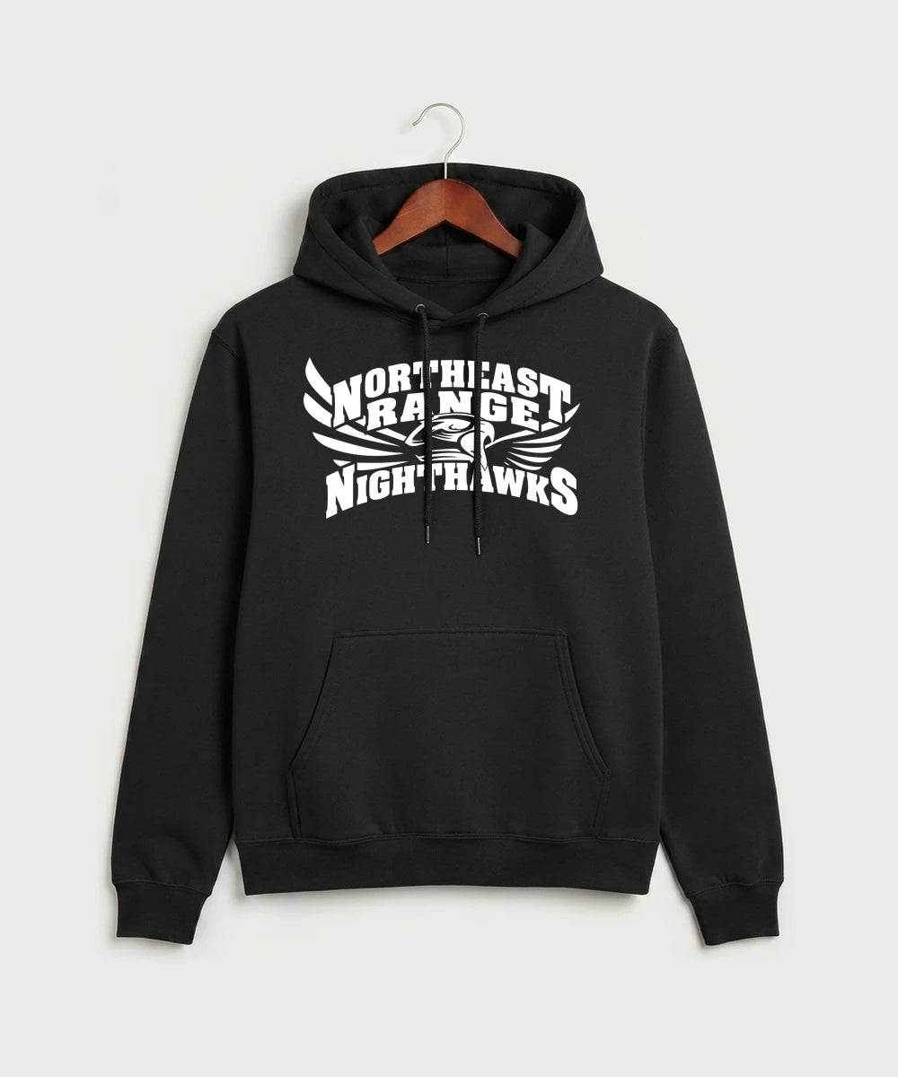 Northeast Range High School Volleyball (Girls) - Jet Black Port & Co Core Fleece Pullover Hooded Sweatshirt. PC78H