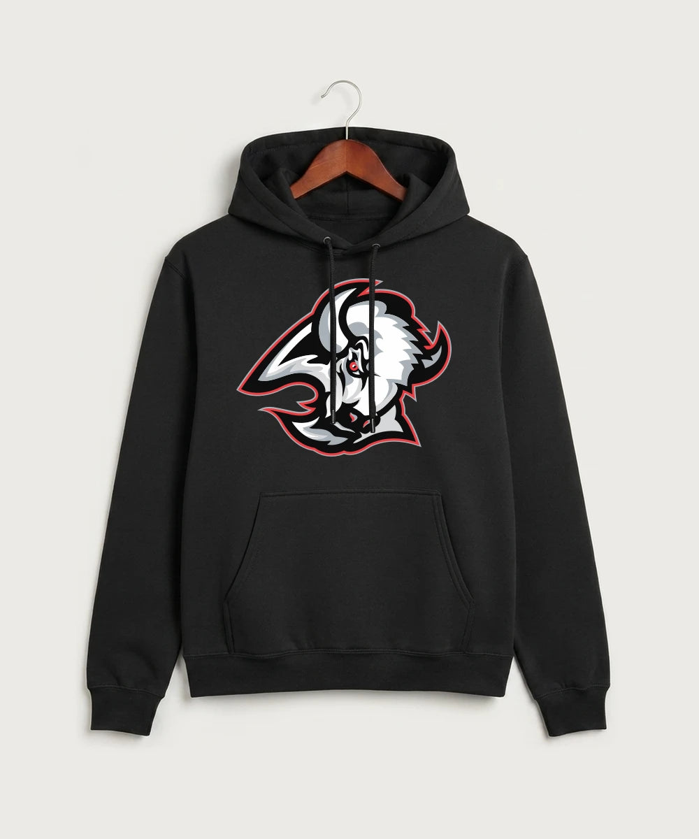 Buffalo High School Football (Boys) - Jet Black Port & Co Core Fleece Pullover Hooded Sweatshirt. PC78H