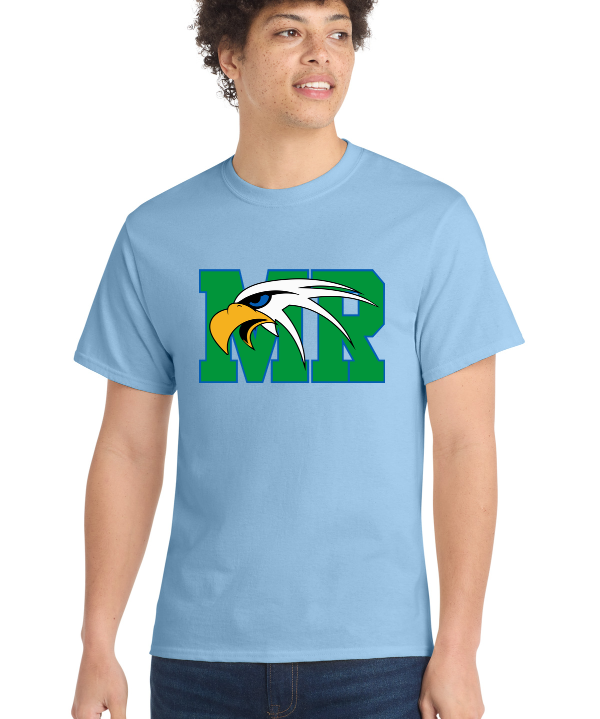 Maple River High School hockey_boys - Light Blue Port & Co Core Cotton Tee. PC54