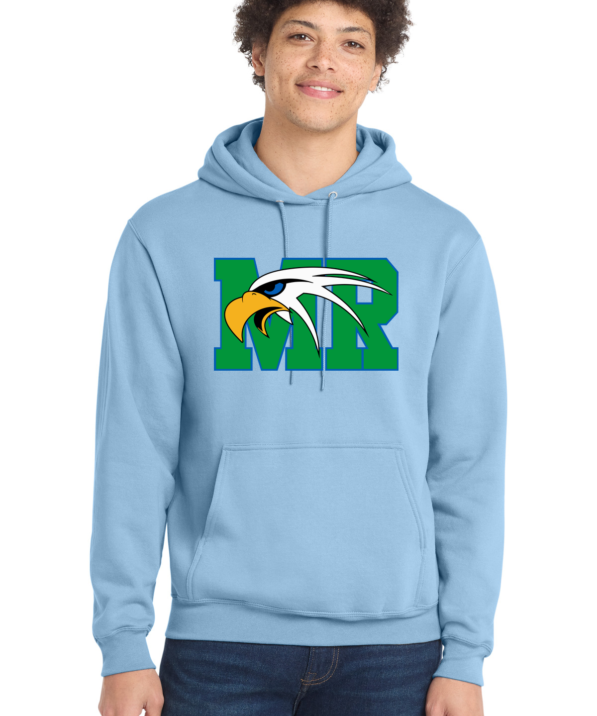 Maple River High School hockey_boys - Light Blue Port & Co Core Fleece Pullover Hooded Sweatshirt. PC78H