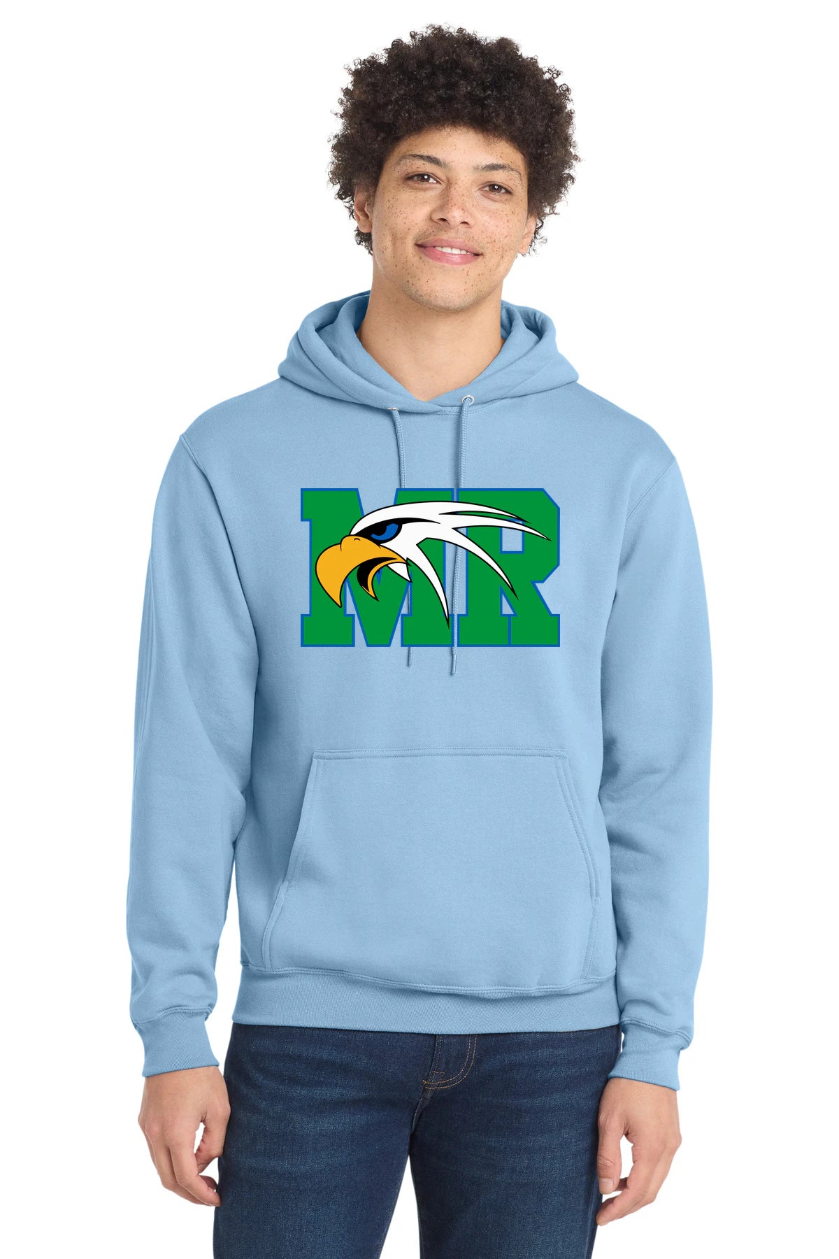 Maple River High School hockey_boys - Light Blue Port & Co Core Fleece Pullover Hooded Sweatshirt. PC78H