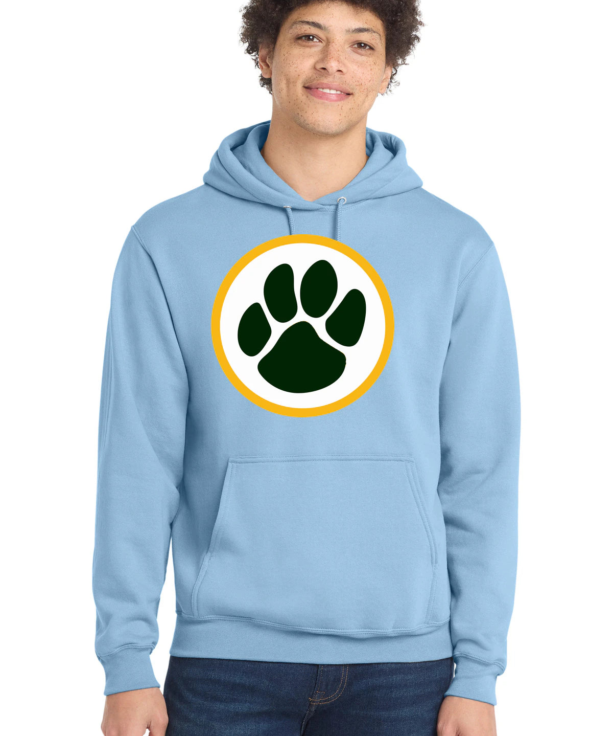 Ashwaubenon High School Football (Boys) - Light Blue Port & Co Core Fleece Pullover Hooded Sweatshirt. PC78H