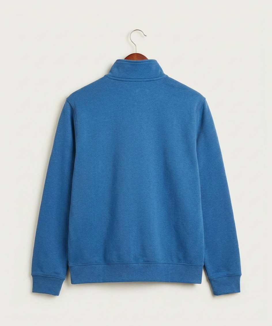 Janesville Waldorf Pemberton Football (Boys) - Light Game Royal Heather Nike Club Fleece Sleeve Swoosh 1/2-Zip NKDX6718 (back)