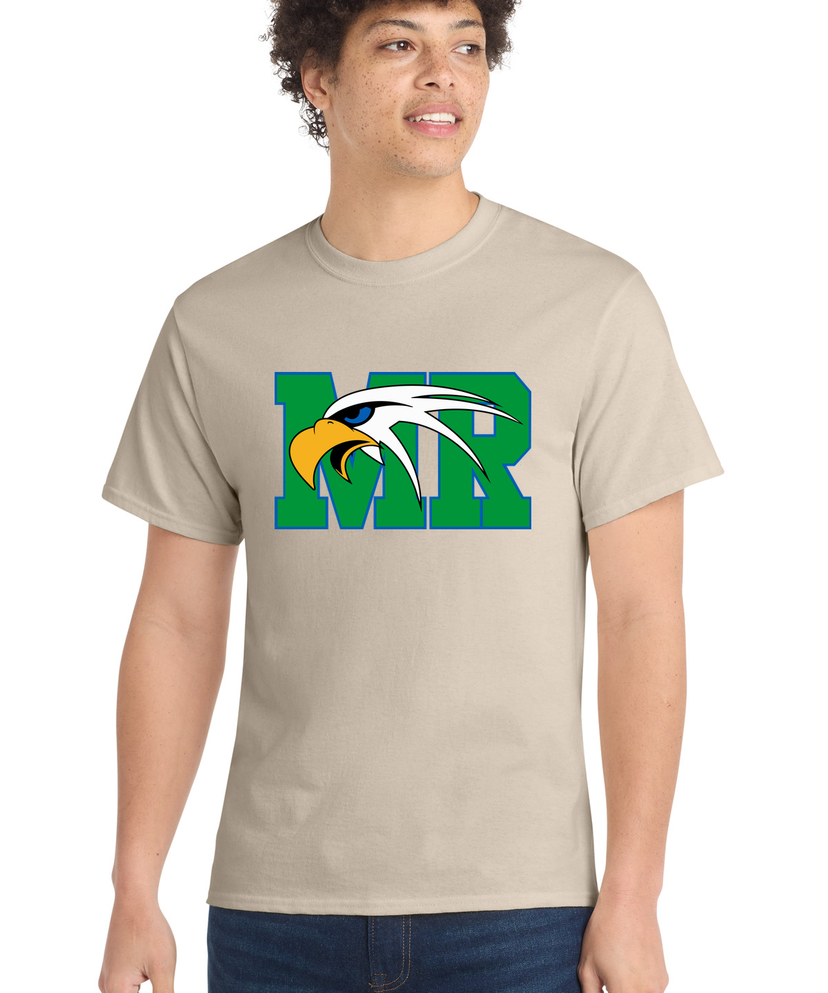 Maple River High School hockey_boys - Light Sand Port & Co Core Cotton Tee. PC54