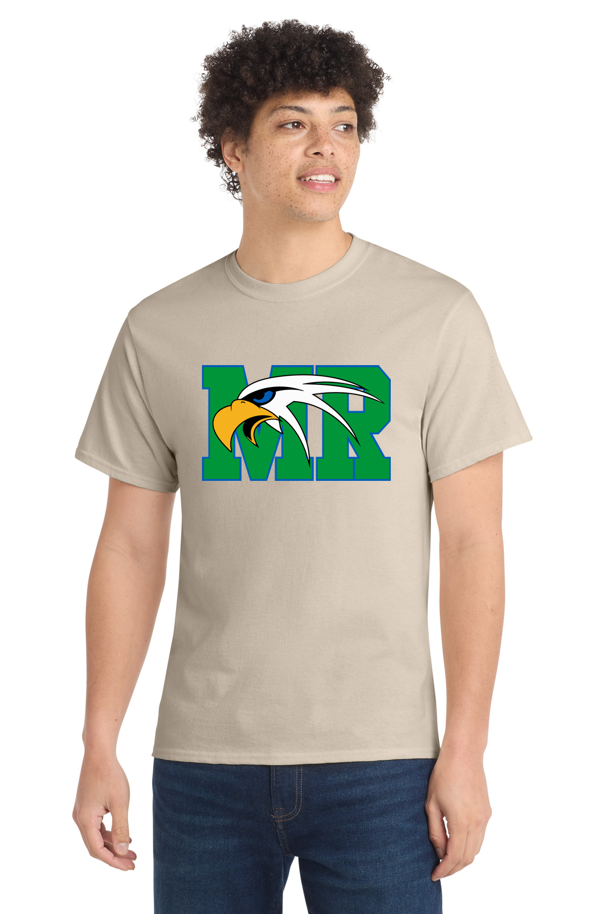 Maple River High School hockey_boys - Light Sand Port & Co Core Cotton Tee. PC54