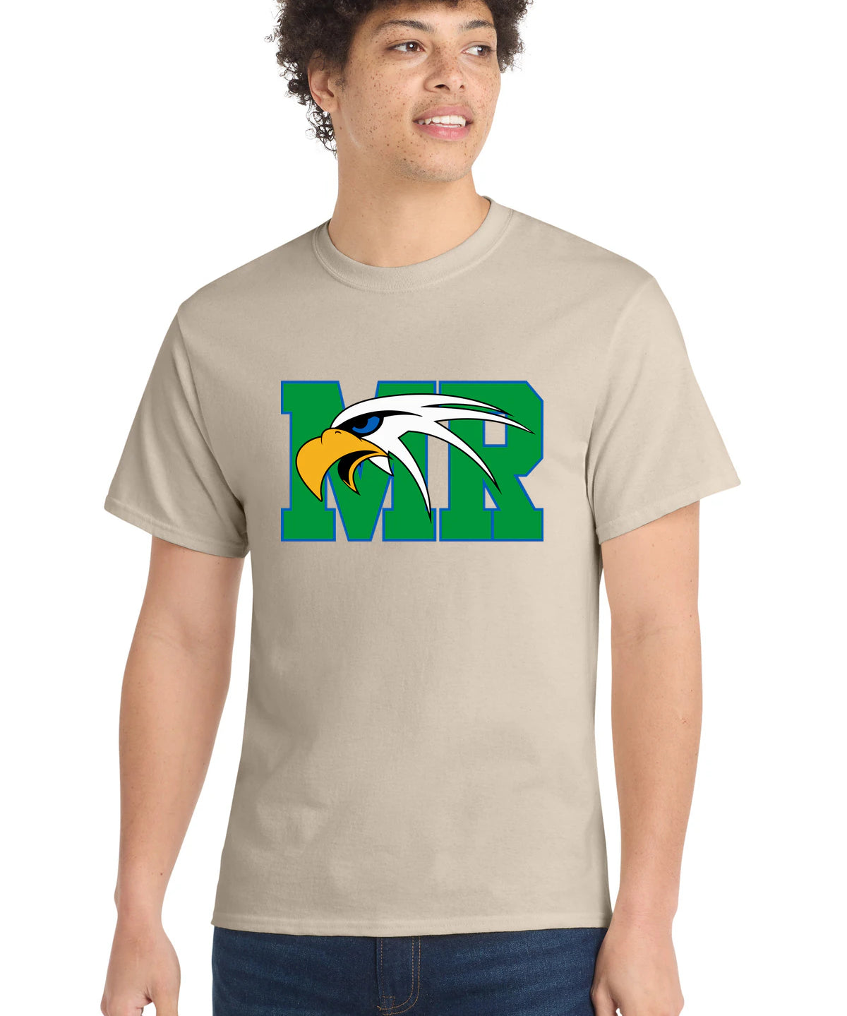 Maple River High School hockey_boys - Light Sand Port & Co Core Cotton Tee. PC54