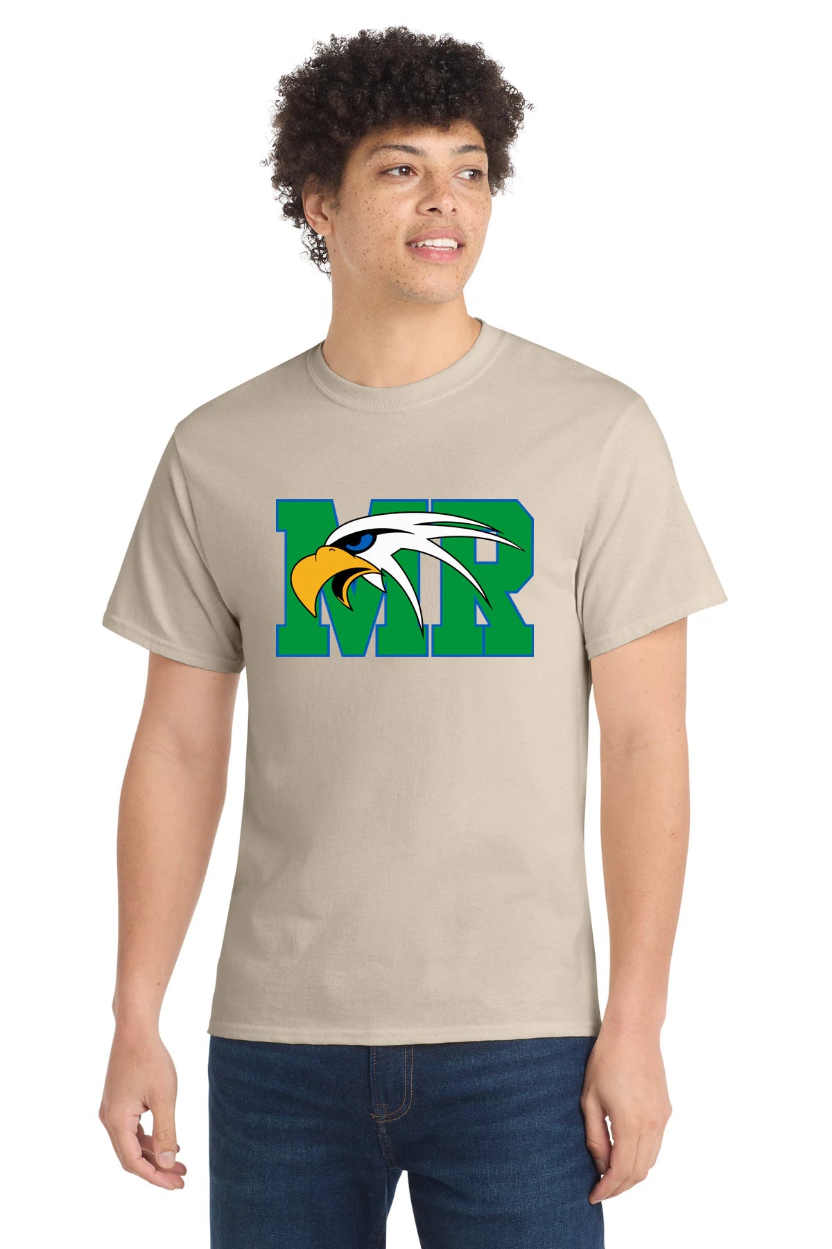 Maple River High School hockey_boys - Light Sand Port & Co Core Cotton Tee. PC54
