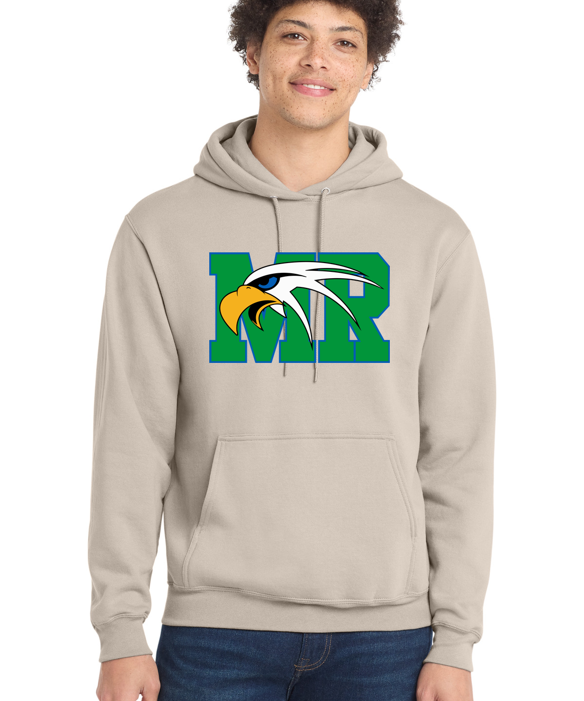 Maple River High School hockey_boys - Light Sand Port & Co Core Fleece Pullover Hooded Sweatshirt. PC78H