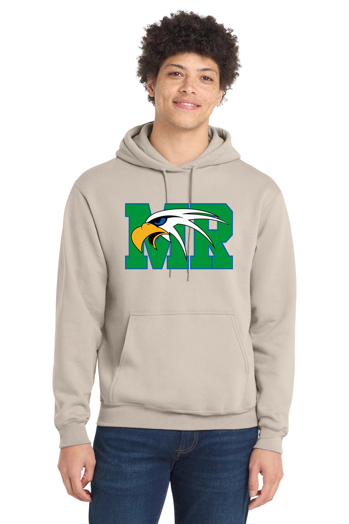 Maple River High School hockey_boys - Light Sand Port & Co Core Fleece Pullover Hooded Sweatshirt. PC78H