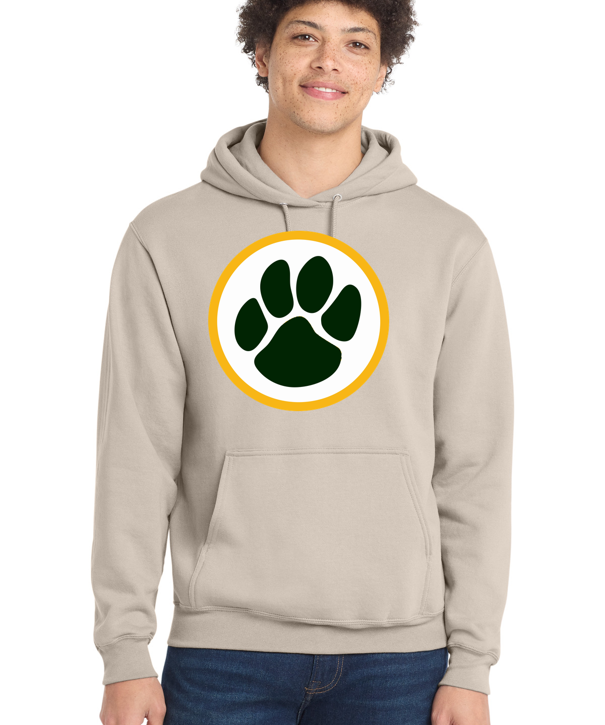 Ashwaubenon High School Football (Boys) - Light Sand Port & Co Core Fleece Pullover Hooded Sweatshirt. PC78H