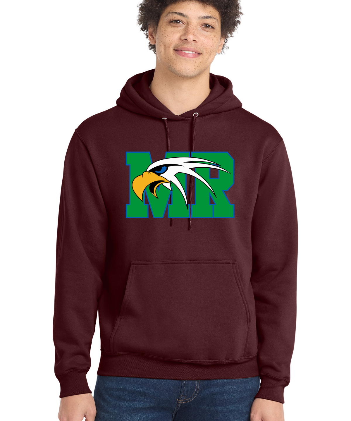 Maple River High School hockey_boys - Maroon Port & Co Core Fleece Pullover Hooded Sweatshirt. PC78H