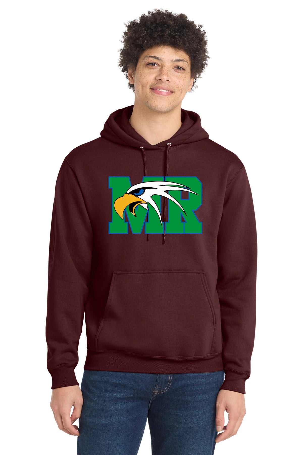 Maple River High School hockey_boys - Maroon Port & Co Core Fleece Pullover Hooded Sweatshirt. PC78H