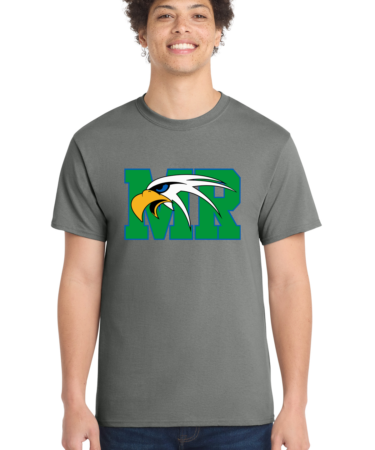 Maple River High School hockey_boys - Medium Grey Port & Co Core Cotton Tee. PC54