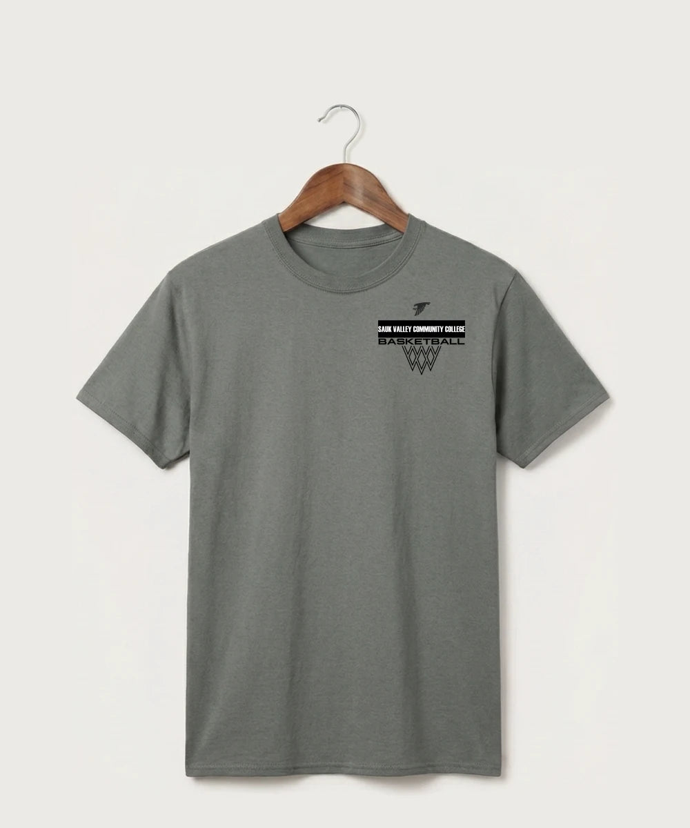 Sauk Valley Community College Basketball Team Store - Medium Grey Port & Co Core Cotton Tee. PC54