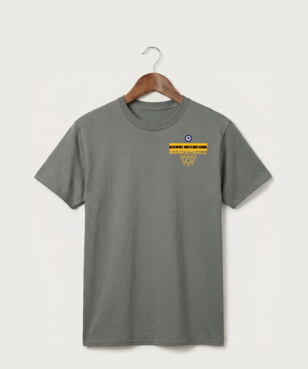 Davenport North High School Basketball Team Store - Medium Grey Port & Co Core Cotton Tee. PC54